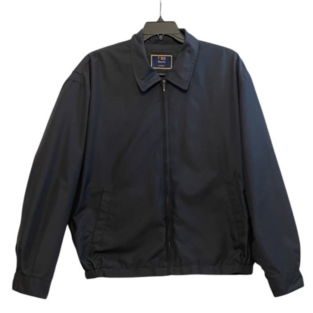 T. Harris London Jacket XL Mens Black Full Zip Lightweight Collared Coat